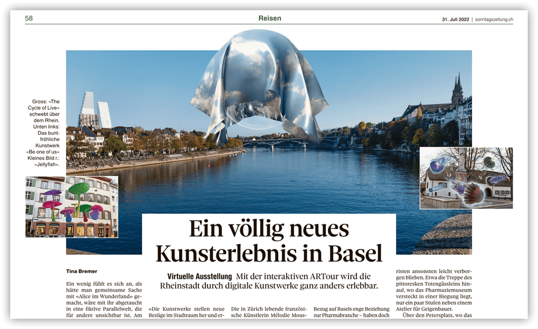 Die Sonntagszeitung berichtet ausf&uuml;hrlich &uuml;ber das v&ouml;llig neue digitale Kunsterlebnis in Basel