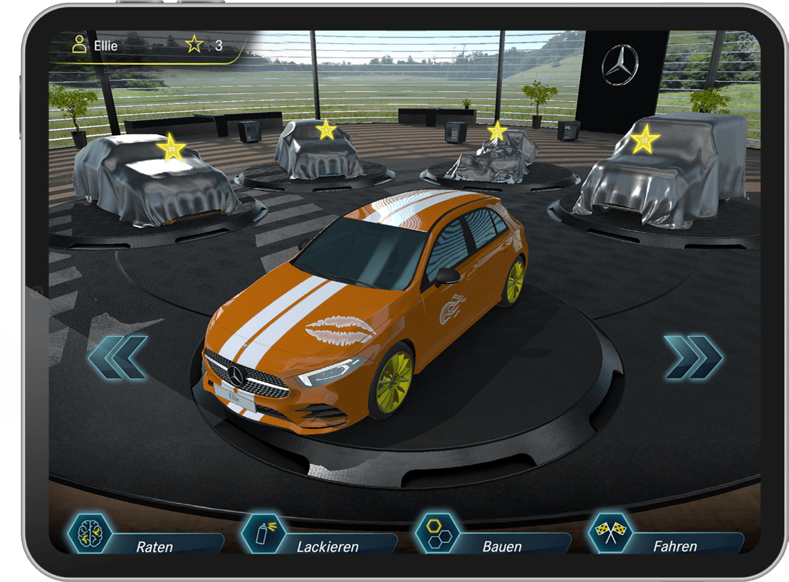 3D-Mobile Racegame mit freischaltbaren Mercedes-Benz-Fahrzeugen
